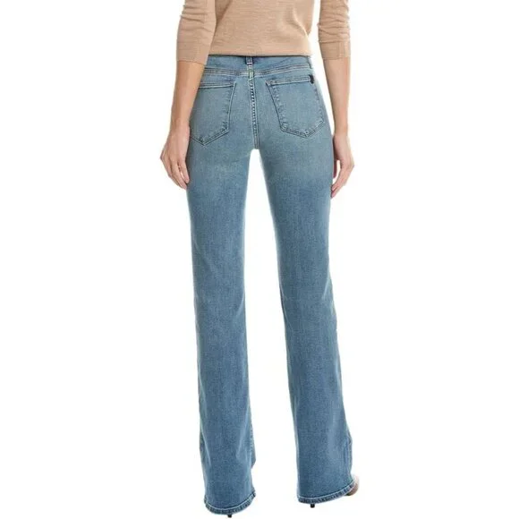 Womens Denim Jeans Mid-Rise Bootcut Zipper Pockets Raw Hem Size 26